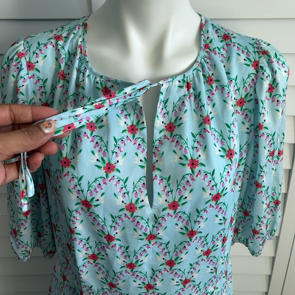 Ann Taylor | Floral Tie Neck Flare Midi Dress - Picture 4 of 9